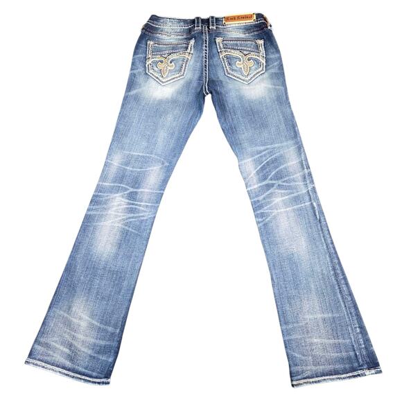 Rock Revival Denim Boot Cut Jeans Leyah 30X33 Tall Distressed Thick Stitch - Picture 4 of 16